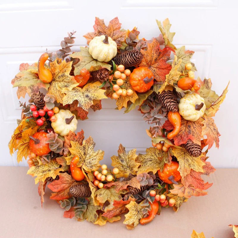 Fall Pumpkin Pinecone Wreath
