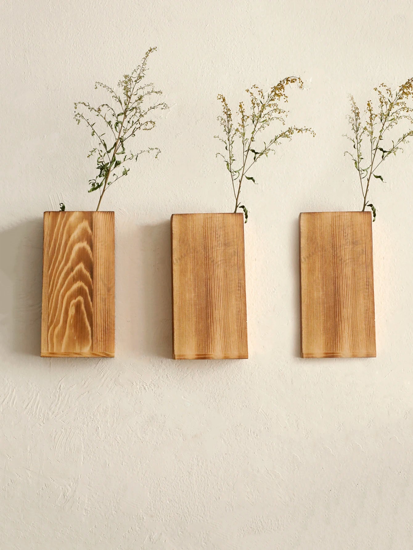 Rustic Wooden Mounted Wall Vases