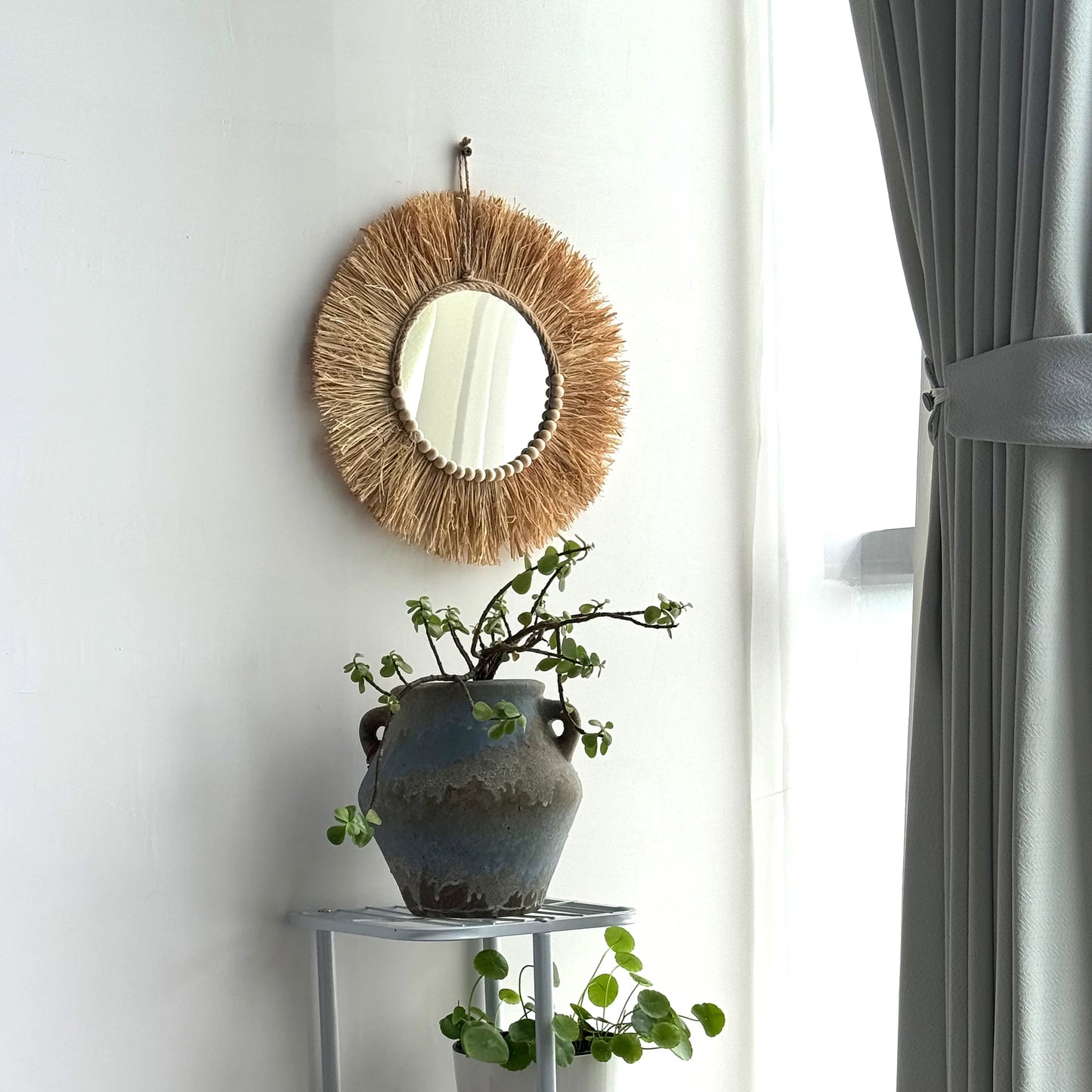 Handmade Boho Raffia Mirror