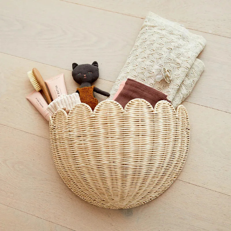 Rustic Handwoven Rattan Mounted Wall Basket