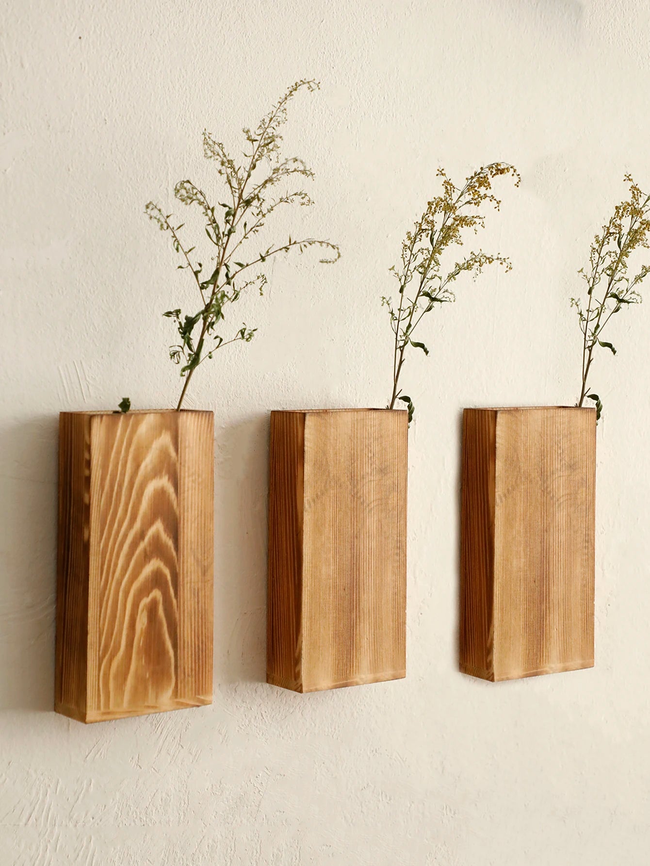 Rustic Wooden Mounted Wall Vases