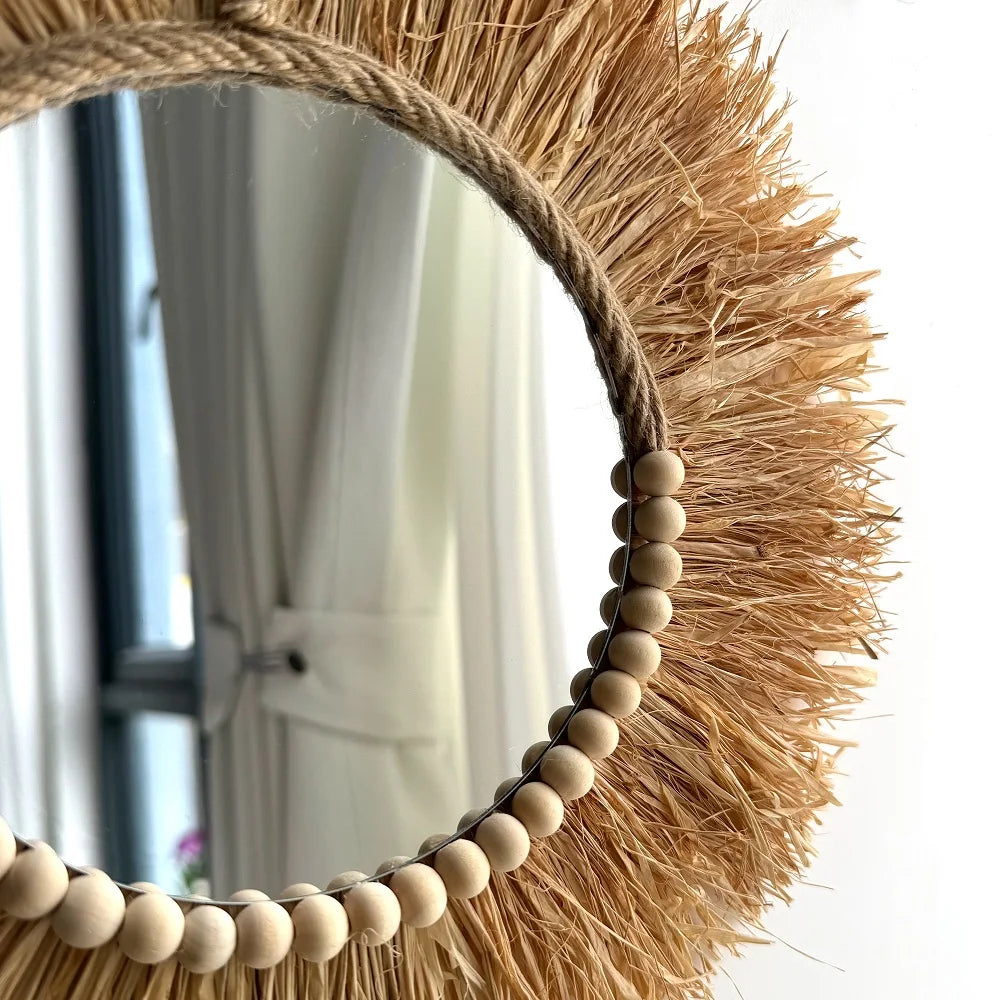 Handmade Boho Raffia Mirror