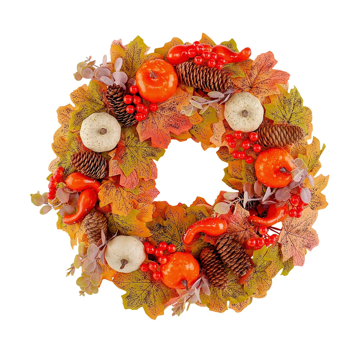 Fall Pumpkin Pinecone Wreath