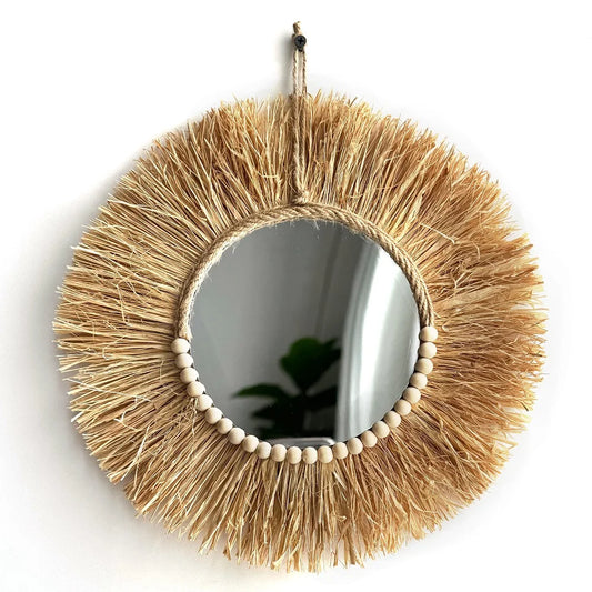 Handmade Boho Raffia Mirror
