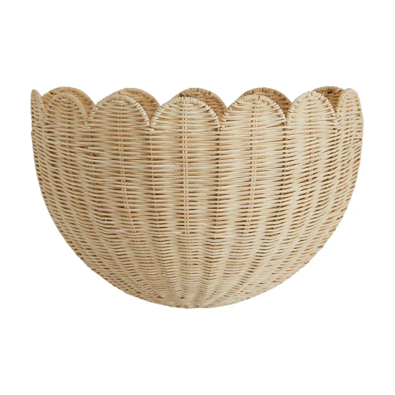 Rustic Handwoven Rattan Mounted Wall Basket